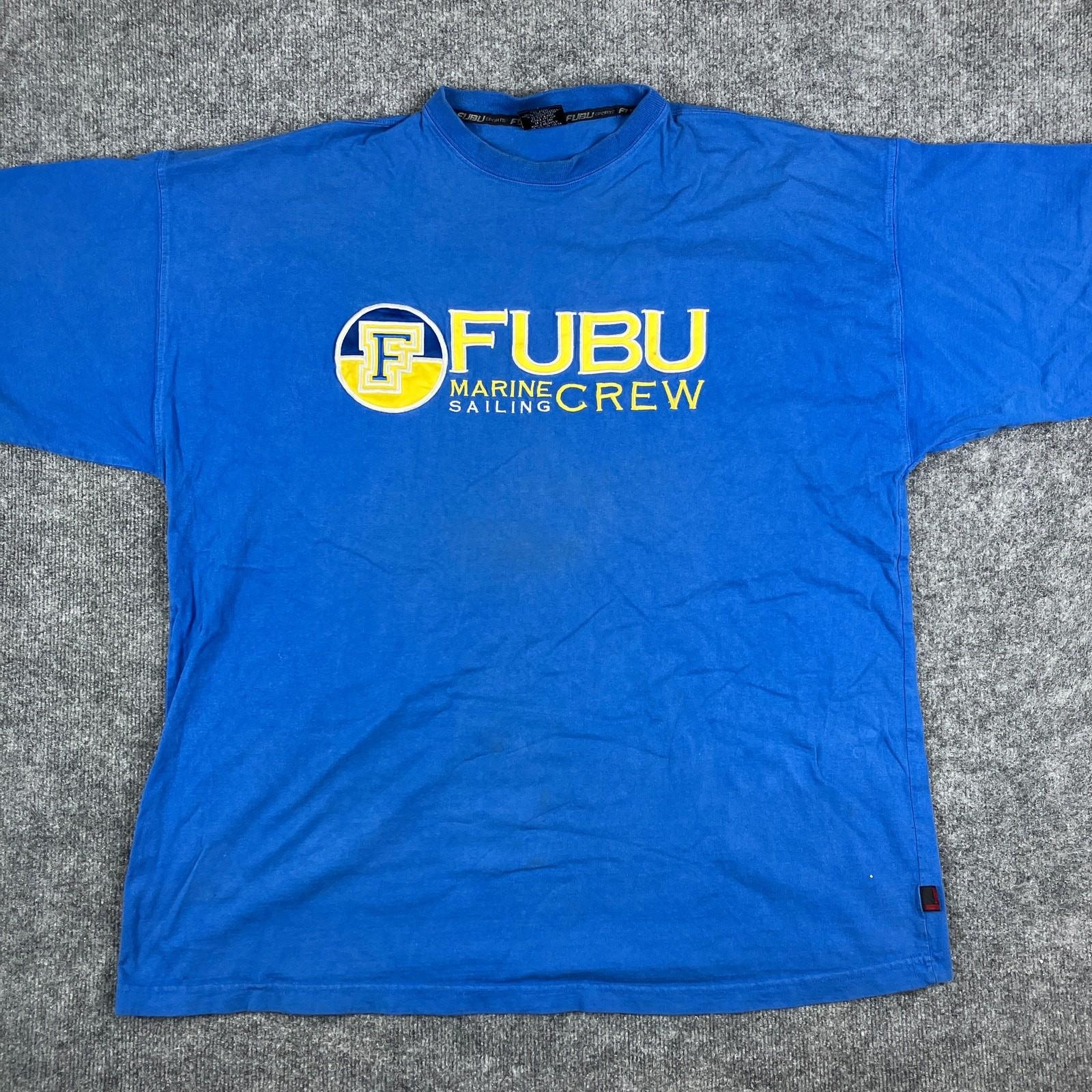 FUBU T-Shirt Mens 3XL Blue Graphic Logo Crewneck Short Sleeve Streetwear Retro XXXXL