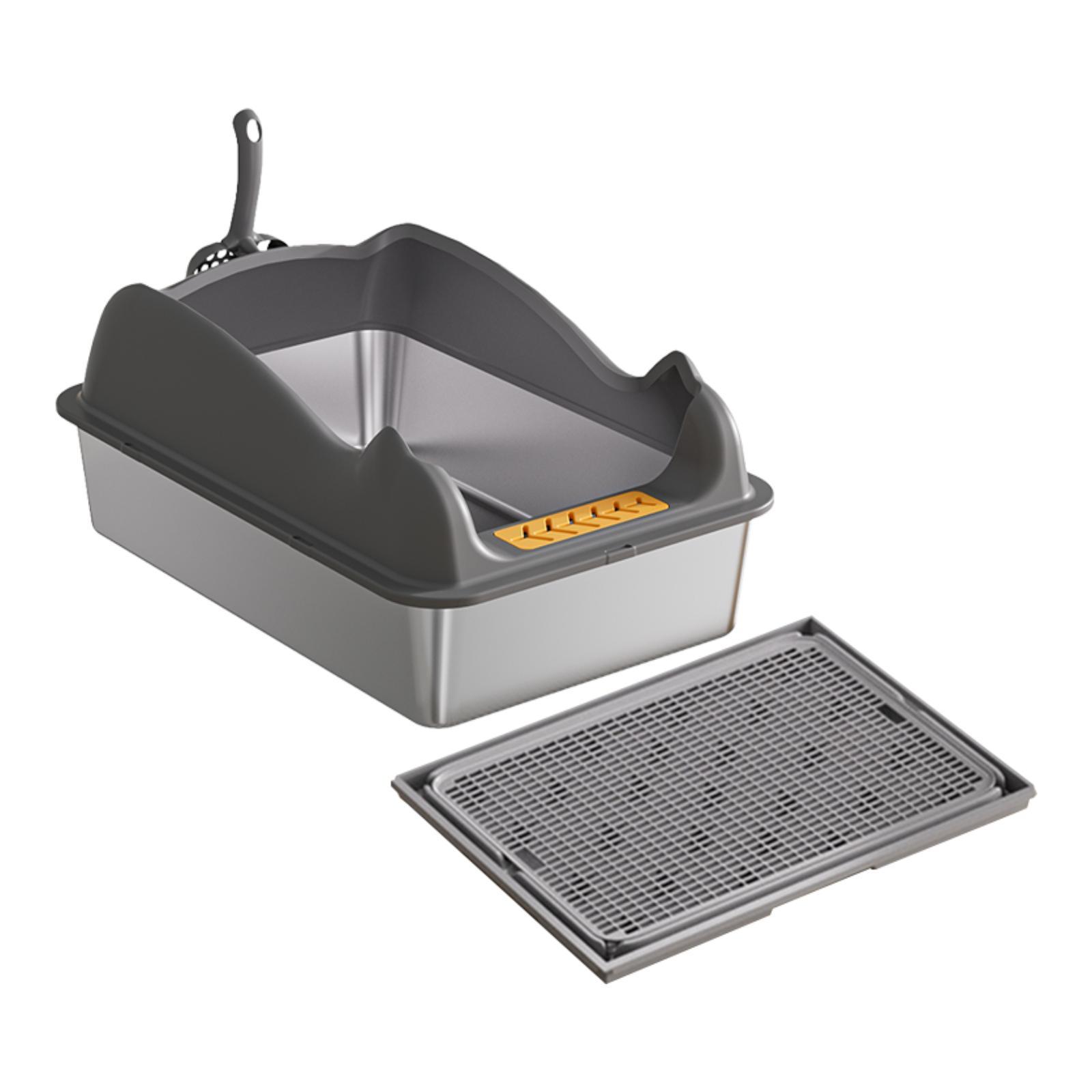 

Cat Litter Sand Box Kitty Litter Pan Anti Splashing Low Entry Large Capacity