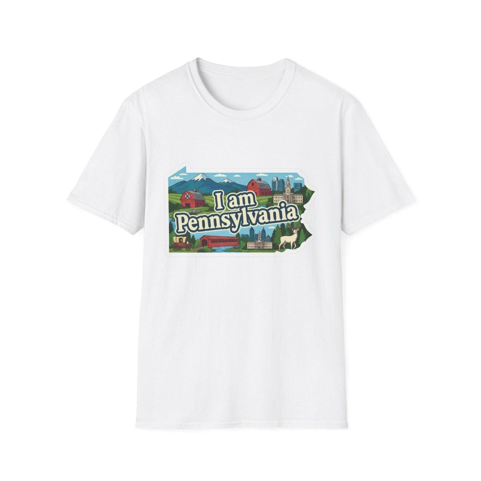 I Am Pennsylvania map design T-Shirt | State pride, PA landmarks 2XL