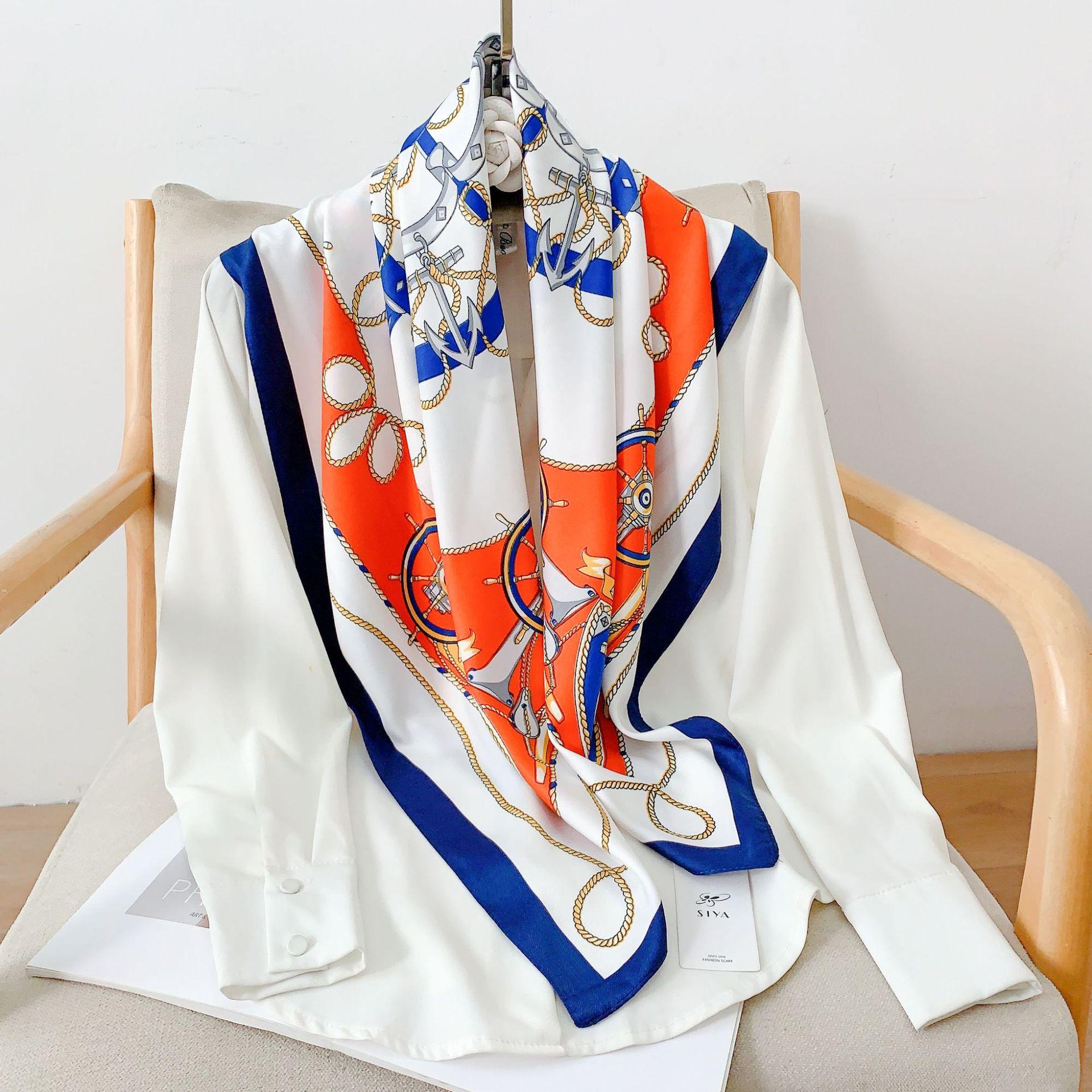 

90 см квадратный большой квадратный шарф Four Seasons, роскошная декоративная рубашка, профессиональный платок, повязка на голову, солнцезащитный платок 90*90cm