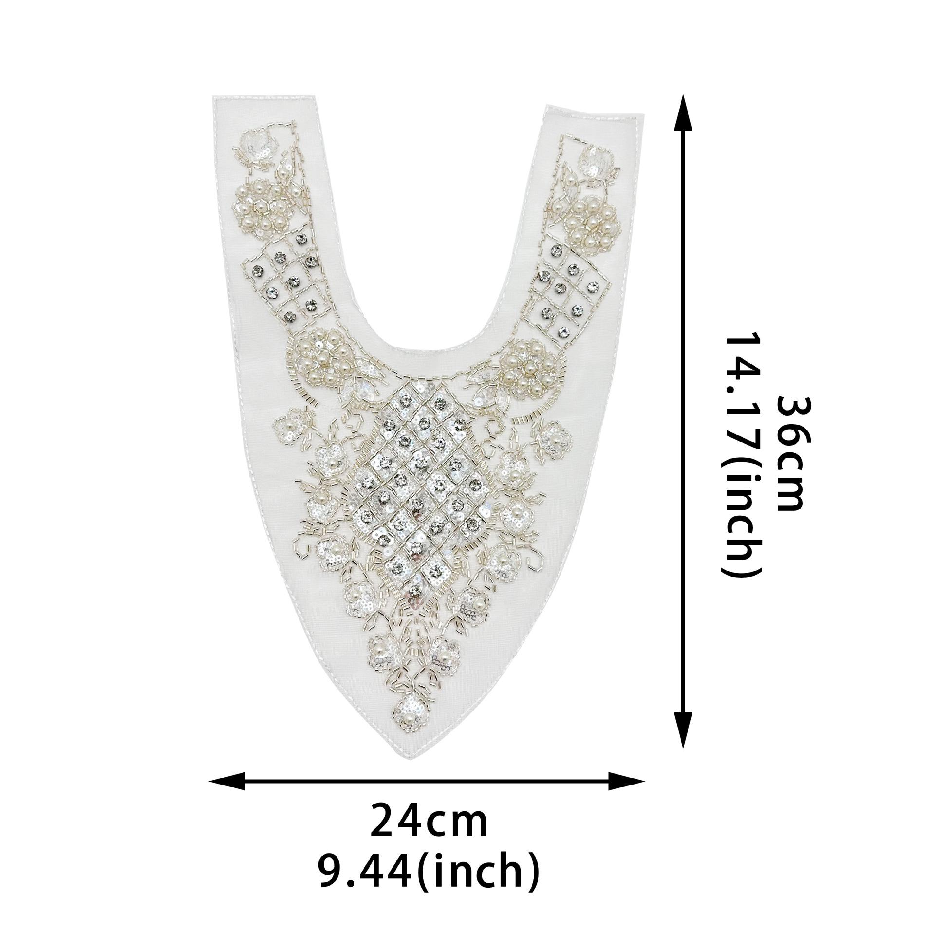 

Белый Ручной Работы Расшитый Бисерными Пайетками Цветок Сетка Воротник Экзотическое Платье Свадебные Декоративные Аксессуары Передний Воротник Тканевая Наклейка H8025 white beads