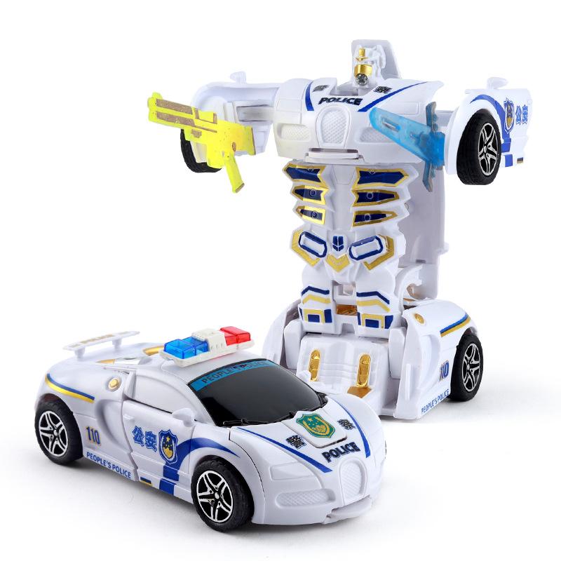Children's 2025 new toy graffiti inertia deformation car racing one-click deformation robot