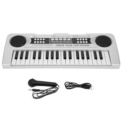 Electronic Keyboard 37 Piano Keys Children Toys Musical Instrument with MicrophoneSilver