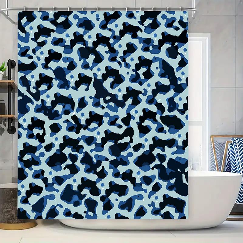 

Camouflage Shower Curtain Blue White Waterproof Fabric Bathroom Decorations DIY Home Improvement Projects Modern Bath Curtains f 90x180cm