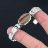 Natural Landscape Jasper Daughter Crescent Moon Bangle Bracelet Sterling Silver