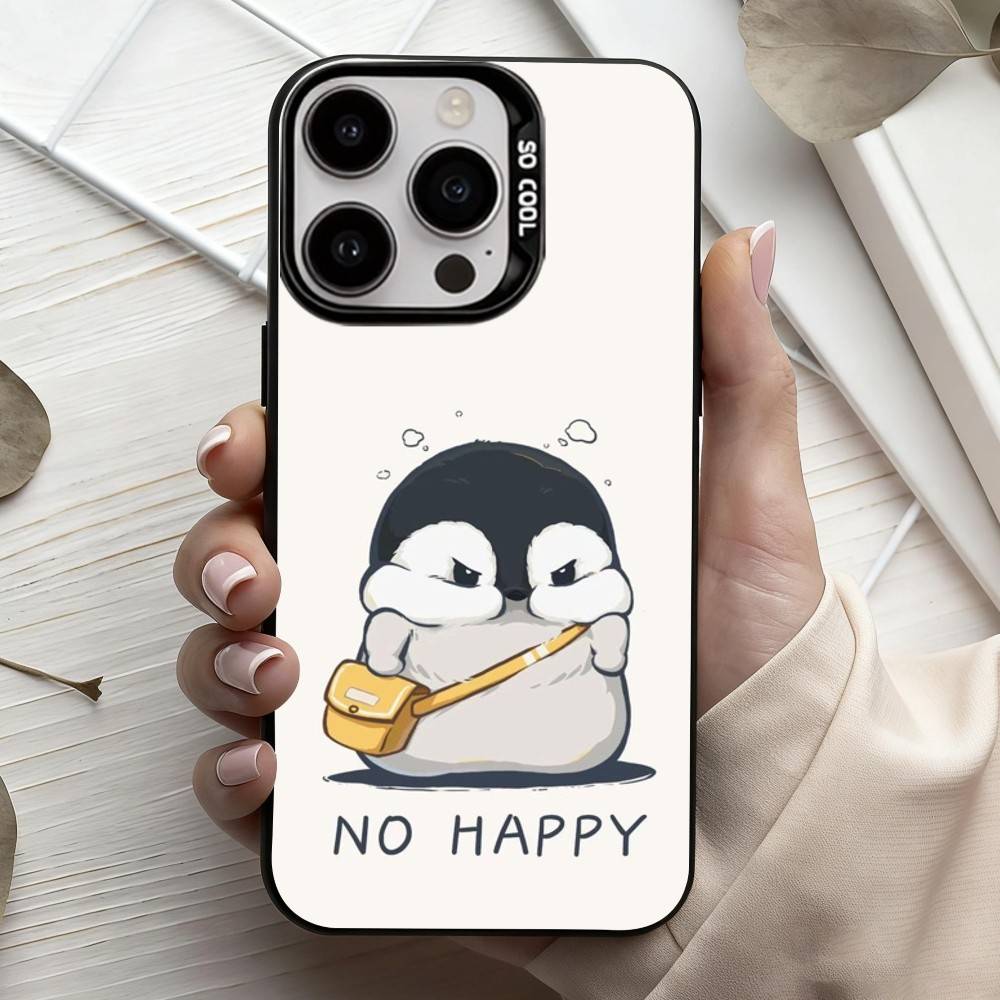 C-Cartoon-N P-Penguin   Phone Case For iPhone17,16,15,14,13,12,11 Plus,Pro Max Black Candy Silver Plated Cover