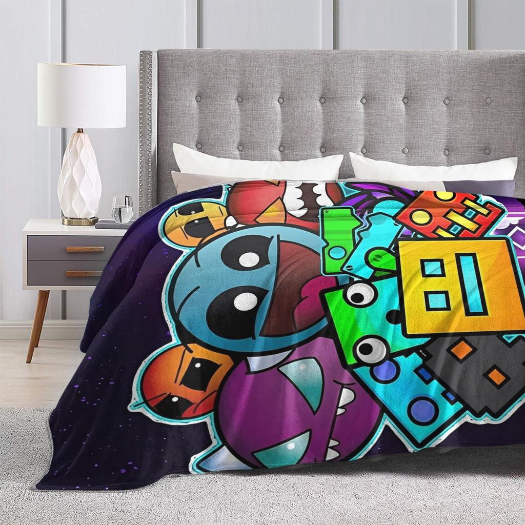 Geometry Gaming Dashed Flannel Blanket  Soft Warm Throw Blanket for Living Room Travel Office Novelty Bedspread Sofa Bed Cover