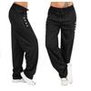 Women's Fashion Casual Pants Loose Lace-up Slim-fit Fitness Pants, Women's Running Training Yoga Pants, Thick Button Loose Wide Leg Pants