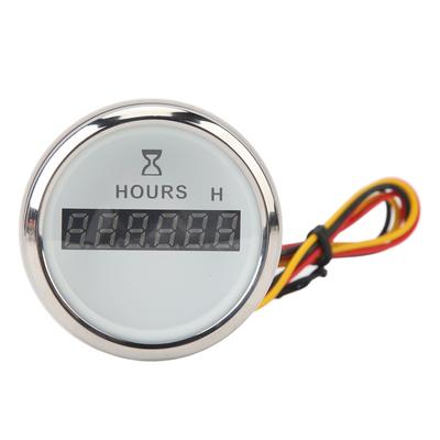 DC 9‑32V 52MM Boots-Rund-Digital-Stundenzähler Hochpräziser Stundenzähler Rundes Messgerät für Wohnmobile, Yachten, Fischerboote Weißes Zifferblatt