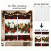 Piece Set High Definition Digital Printed Curtainschristmas Pine Branches Red Green Plaid Flower Decorhome Decoration Style Curtain Made Of Polyester