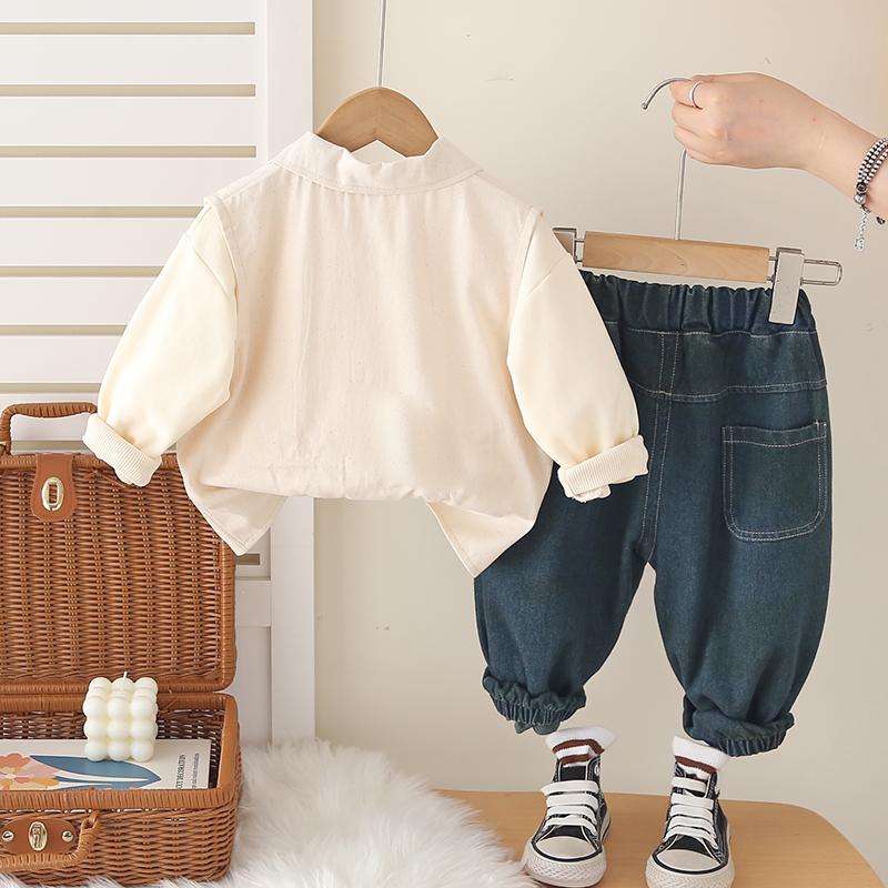 Boys' Long Sleeved 3-piece Set, 0-5-year-old Children's Autumn and Winter Cartoon Print Set, High-quality Clothes for Babies