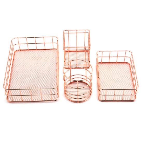 Space-saving Electroplated Design Sundries Box High Quality Sturdy Wire Cosmetic Organizer Holder