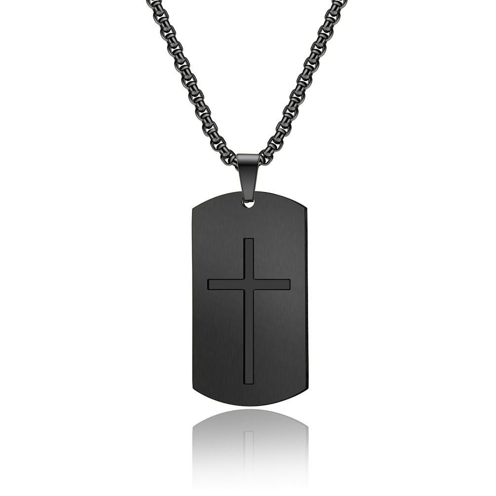 European and American Brand Necklace Simple Cross Pendant Men Hip Hop Dog Tag