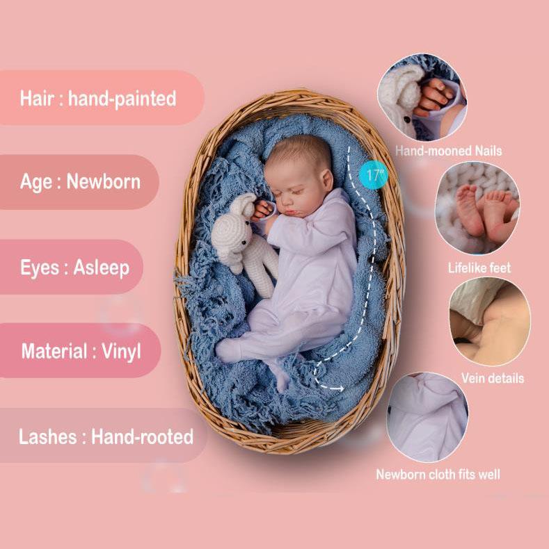 20Inch/50cm Reborn Baby Doll Soft Silicone Vinyl Realistic Newborn Toy Gift for Kids