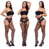 High Waist Sexy Tights Fishnet Black Stockings Open Crotchless Body Tight High Large Plus Size Pantyhose for Oversized Women