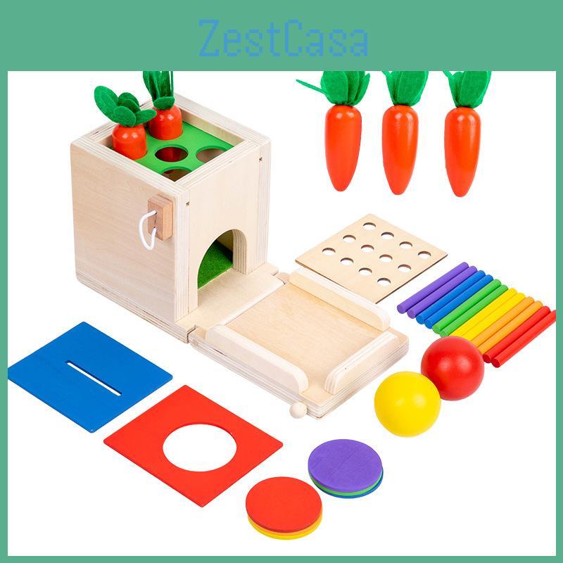 Operated Wooden Coin Carrot Pulling Stick Multifunctional Game Box Kid Toys