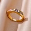 Zircon Square Finger Rings for Women Gold Irregular Stainless Steel Ring Engaement Wedding Aesthetic Jewelry Gift