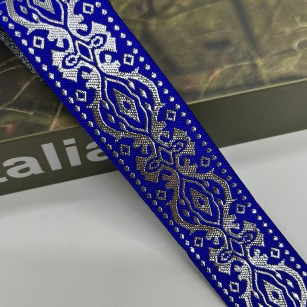 Silver Glitter Embroidery Ribbon Trim Vintage Ethnic Boho Floral Fabric Ribbon Trim Traditional Chinese Pattern Spun Silver