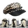 Leopards Print Studded Hat Buckles Trendy Hat Women Stylish Octagonal Hat for Trendy Women