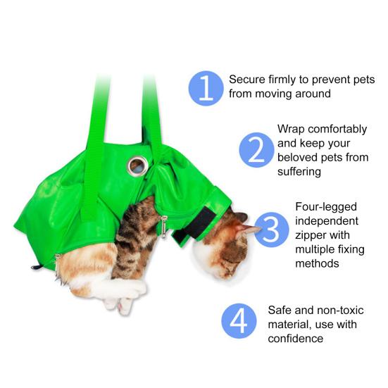 Cat Pouch Carrier Backpack Adjustable Pet Sling Bag with Storage Pocket for Grooming Vet Visits Medication Administration Dental Care Nail Trimming