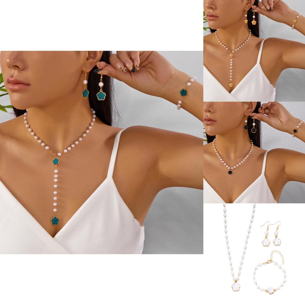 Elegant Ladies Jewelry Pack With Geometric Flower Shape Designs And Pearl Accents For Daily Wear