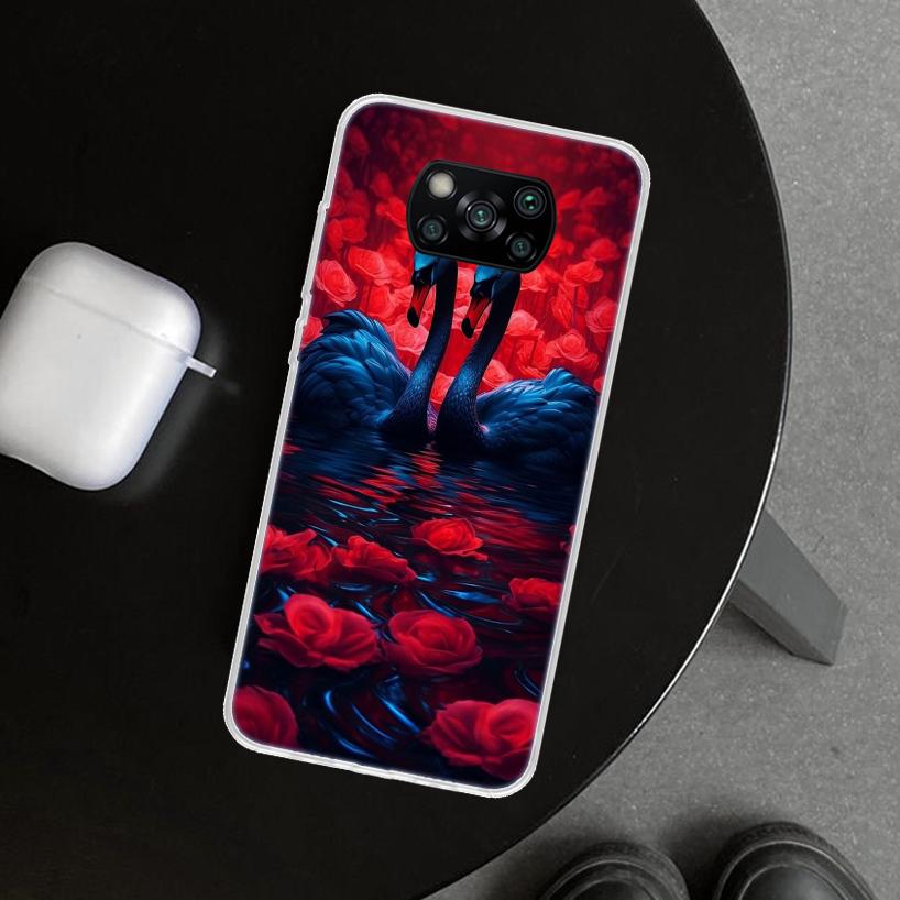 Black Swan Noble Phone Case Cover for Xiaomi Poco X6 X5 X7 Pro F7 Ultra Redmi 15C 15 13C 13 12C 12 10C 10 10A 9C 9A 9T 9 Coque P