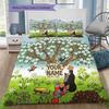Mole Garden Custom Name Pattern Bedding Quilt Set Quilt Cover Pillowcase Home Birthday Gift(1 * Duvet Cover + 2 * Pillowcase, Without Core)