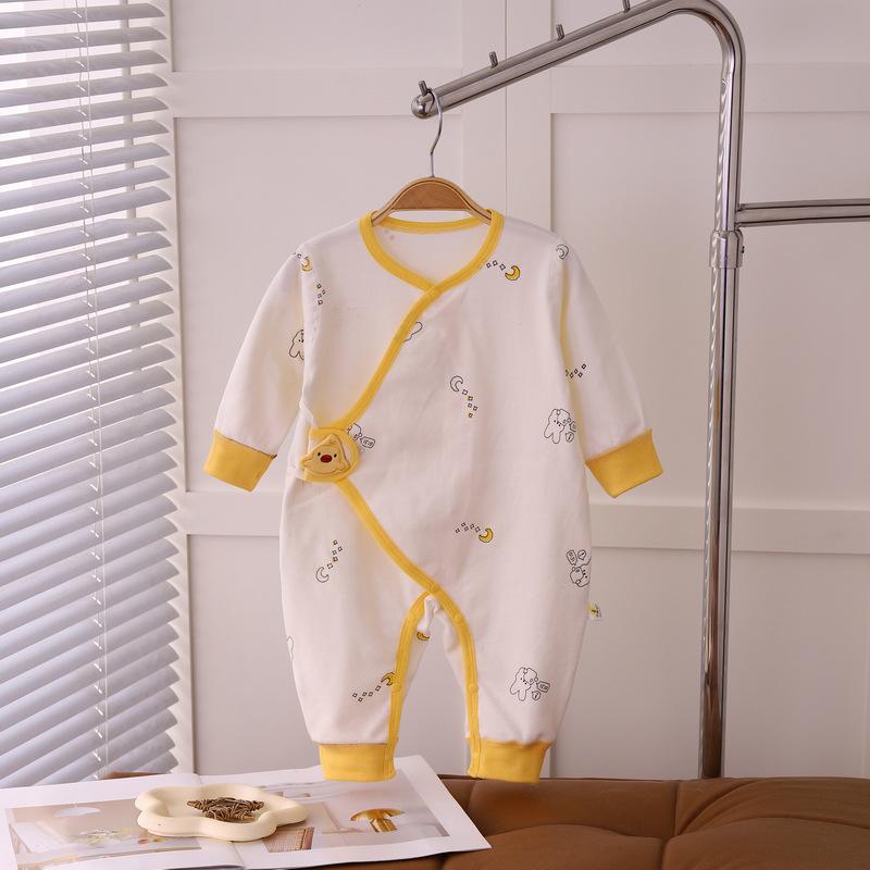 

Newborn Velcro Asymmetrical Butterfly Romper for Infants and Toddlers, Double Layer Belly Protection, All-Season Jumpsuit 59
