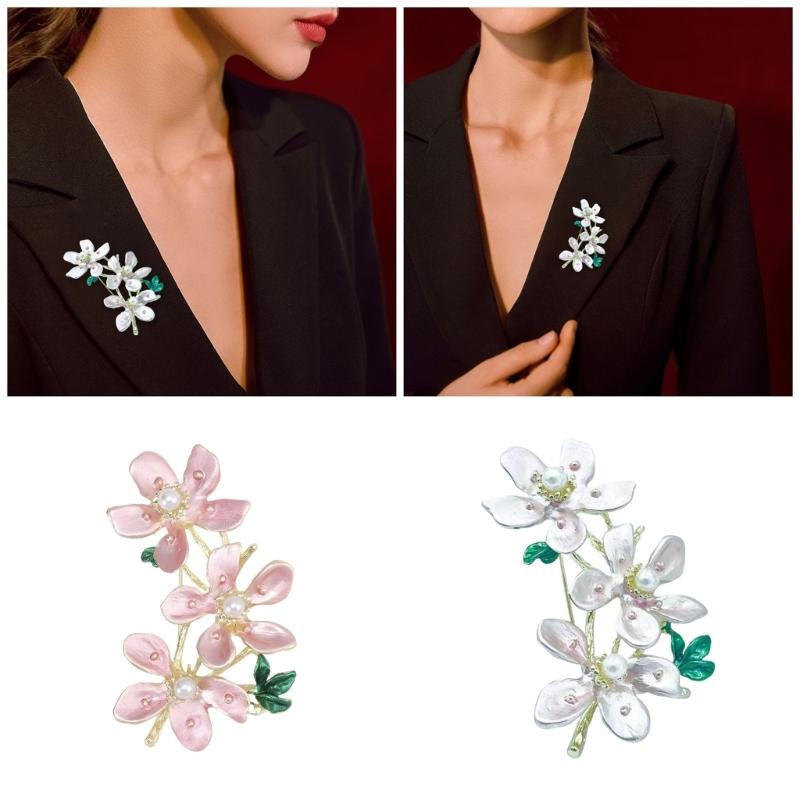 Peach Flower Adornment Formal Event Jewelry Handmade Flower Clothing Jewelry Alloy Texture for Special Occasions