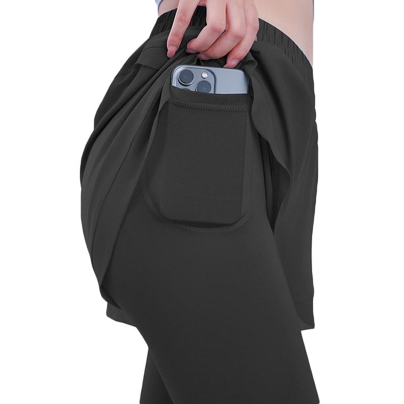 Leggings de yoga falși cu talie înaltă pentru femei, 2 bucăți, pentru fitness, subțire, pentru ridicarea fundului, pantaloni de yoga pentru sport, elastic, îmbrăcăminte strânsă