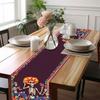 Mexican Colorful Skulls Flower Day of The Dead Linen Table Runner Home Decor Día De Los Muertos Table Runners Fiesta Party Decor