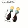 Versatile High-end Geometric Handmade Retro Faux Wood Stud Earrings for Women