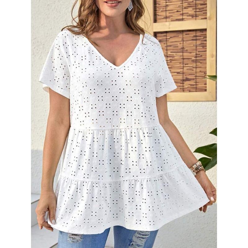 DAFIFY Dámská móda Ležérní Léto Jaro Jednobarevný potisk Halenky a košile s krátkým rukávem a výstřihem do V