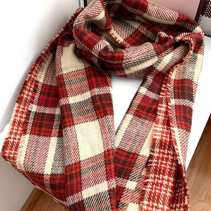 Plaid Double Face Scarf Men's Autumn and Winter Korean Style Gift for Boyfriend Shawl Female Versatile Student Couple Warm Scarf