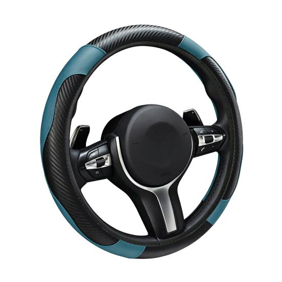 Leather Steering Wheel Cover Non-Slip Car Steering Wrap with Honeycomb Ventilation