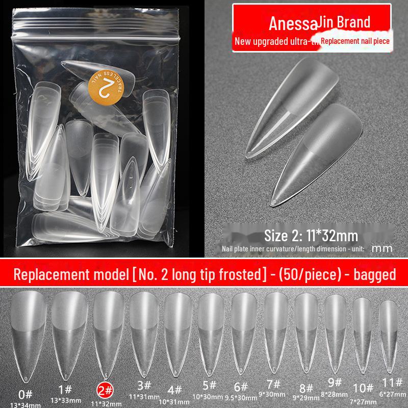 Jianais Ultra-Thin Seamless Matte Long Water Drop Nail Art Set (Sizes 0-11)