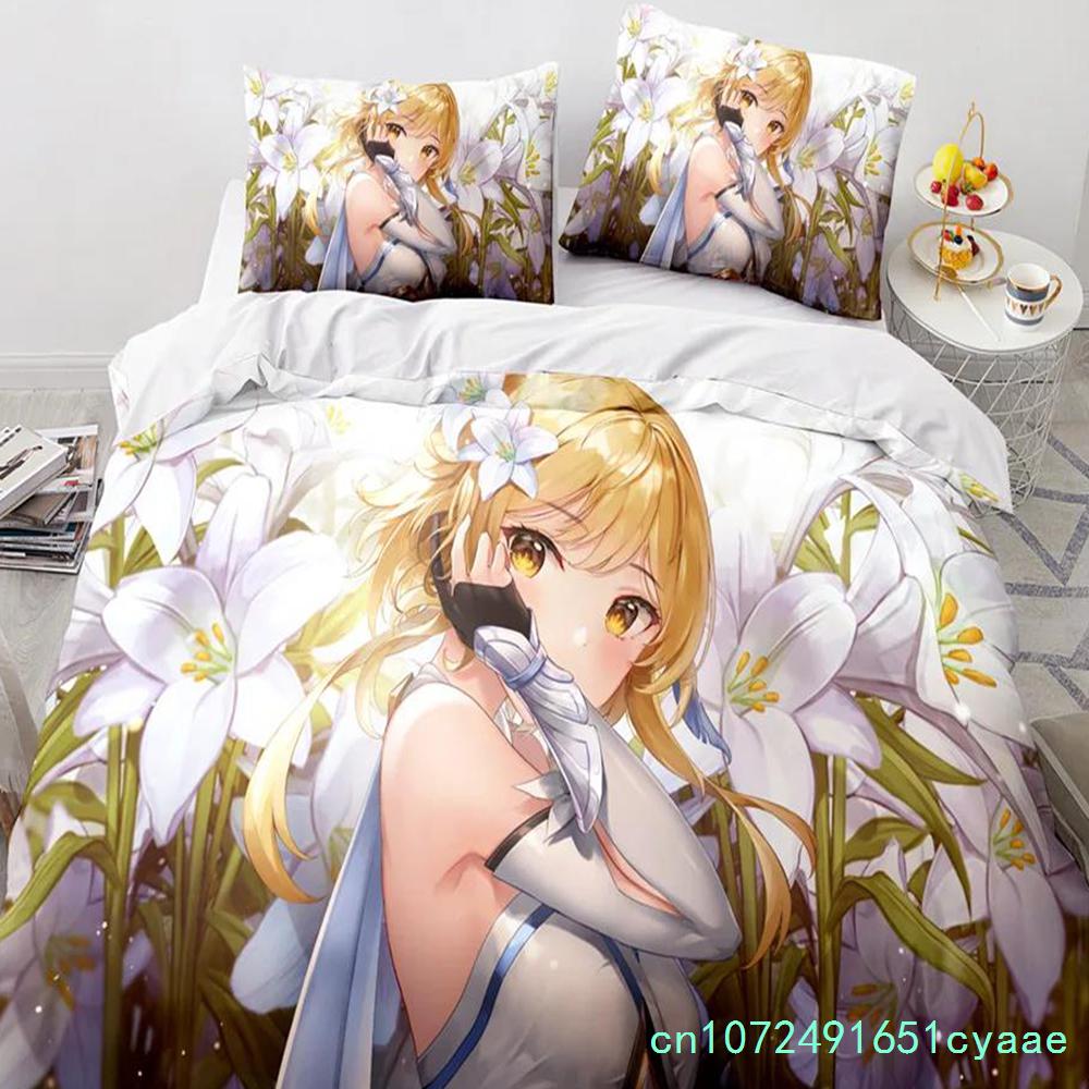 Set Biancheria da Letto Trapunta Copriletto Copripiumino Federa Gioco Genshin Impact 2-3 Pezzi Set Dimensioni Bambini Adulti
