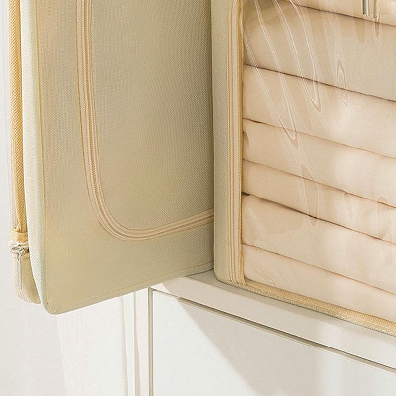 35L Clear Window Storage Box Oxford Cloth Steel Frame Foldable Closet Organizer