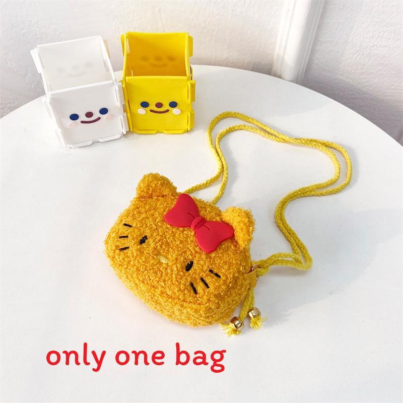 Hello Kitty Cartoon Plush Mini Crossbody Bag For Kids With Zipper Closure