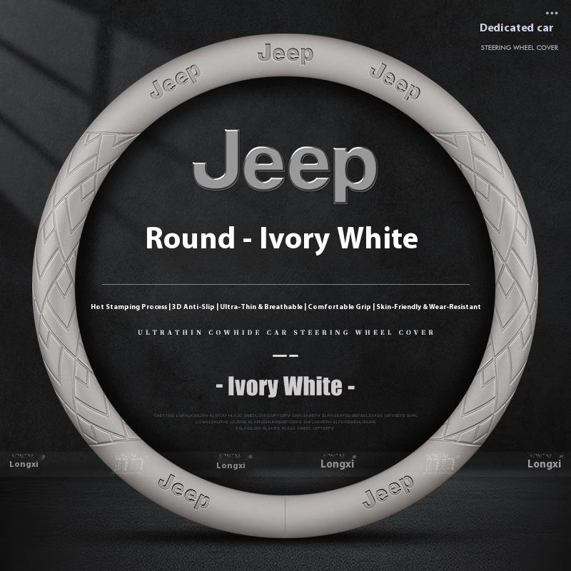 Car Anti-Slip Leather Steering Wheel Cover Jeep Wrangler JK Patriot Commander Grand Cherokee Compass Wagoneer Gladiator Renegade