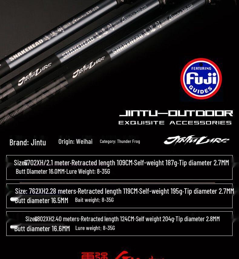 Jintu Xiaoyao Sword XH Thunder Blackfish Lure Rod - Super Hard, Long Cast, Fuji Ring