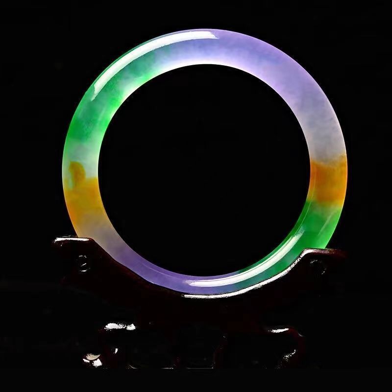 Jade Stone Rainbow Jade Bracelet Ice Seed Natural Jade Color Jade Stone Antique Bracelet