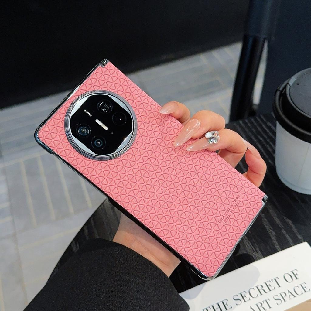 For Huawei Mate X7/X6/X5/X3 Case Cube Central Axis Luxury PU Leather Magnetic Wireless Charging Protective Back Cover Shell