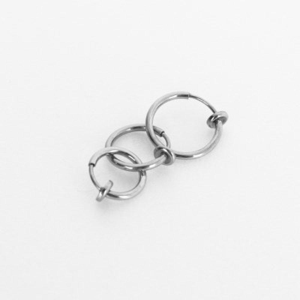 Men's Surgical Steel Ring Layered T Broo Clip On Earrings