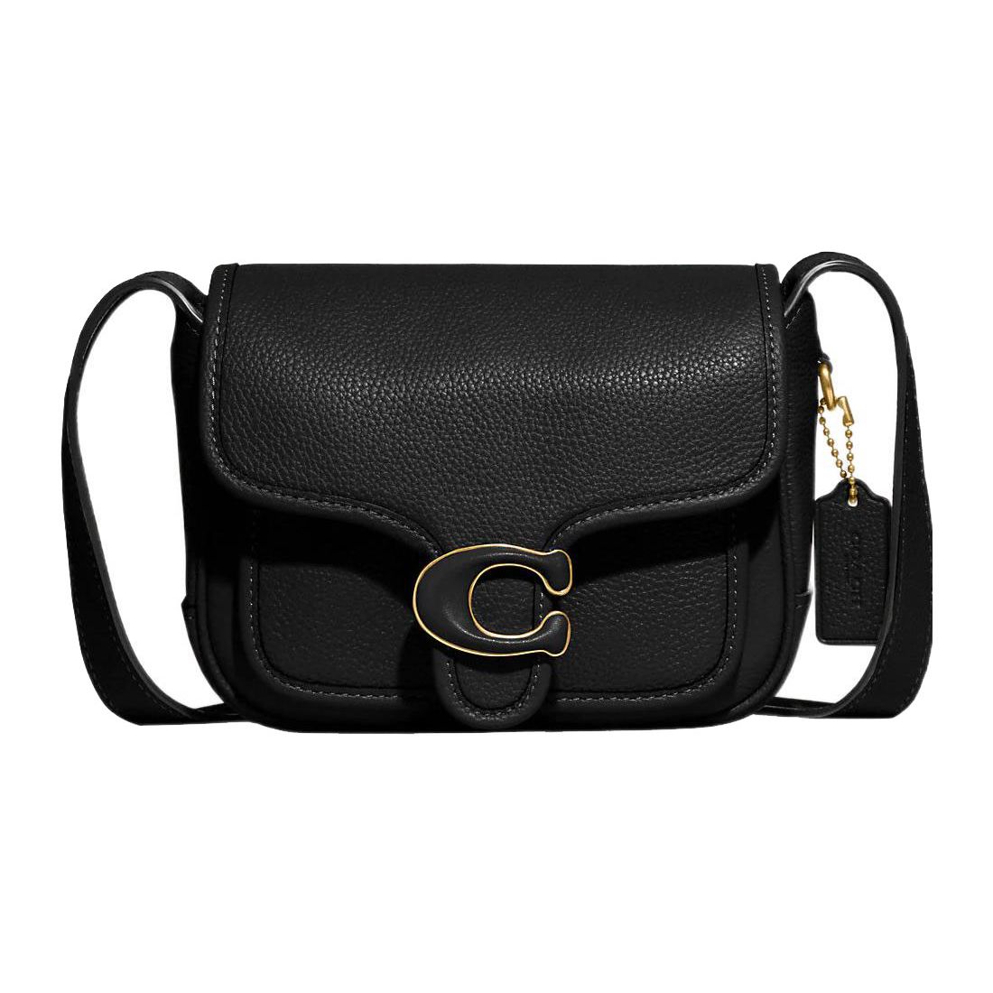 Coach Women's Grain/Black Tabby 18 Solid Color Magnetic Flap Pebble Leather With Exquisite Calfskin Shoulder Crossbody Bag Small Bags Cj846-B4bk