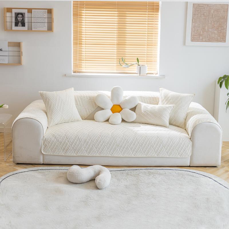 Vier Jahreszeiten Universal Einfarbig Sofamatte Einfach Gesteppt Bequem Atmungsaktiv Sofaservietten Weich Rutschfest Staubdicht Sofabezug