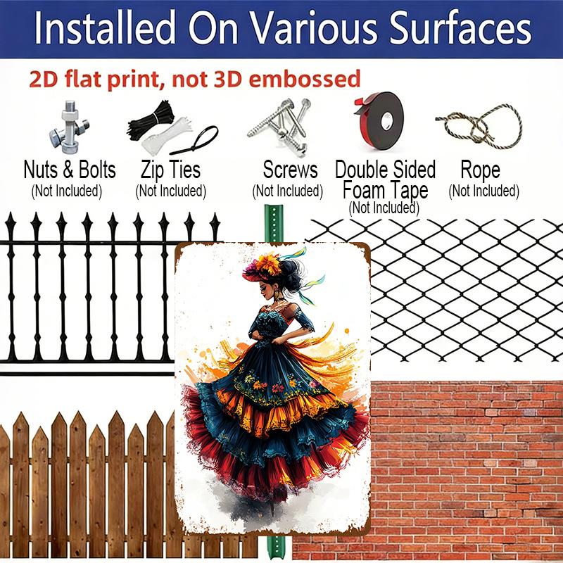 2D Flat Vibrant Cinco De Mayo 8"x12" Metal Sign - Sugar Skull & Cactus Design, Durable Aluminum Wall Art for Home, Bar & Outdoor Decor