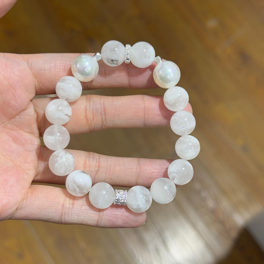 Freshwater Pearl Moonstone Zircon Beaded Bracelet Simple High-end Bracelet Fashion Versatile Temperament Jewelry
