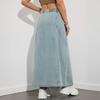 Women's Casual Elastic High Waist Loose A-Line Long Flared Denim Skirt