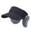 Winter Knitted Sun Visor with Fluffy Ear Cold Protection JDV1300 [With Moons] Hat, Flaps, Women's (Charcoal)